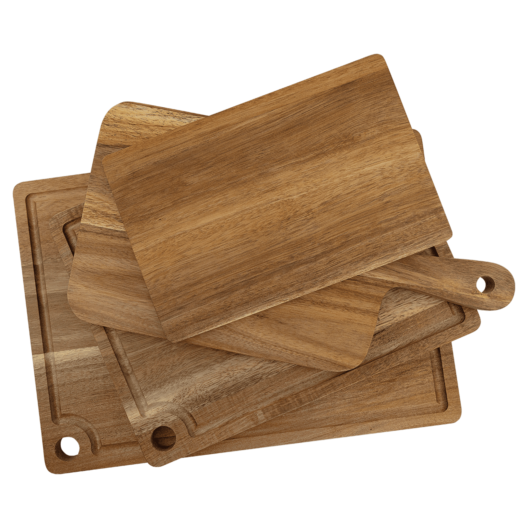 11 1/2" x 8 3/4" Acacia Cutting Board with Drip Ring and Corner Hole