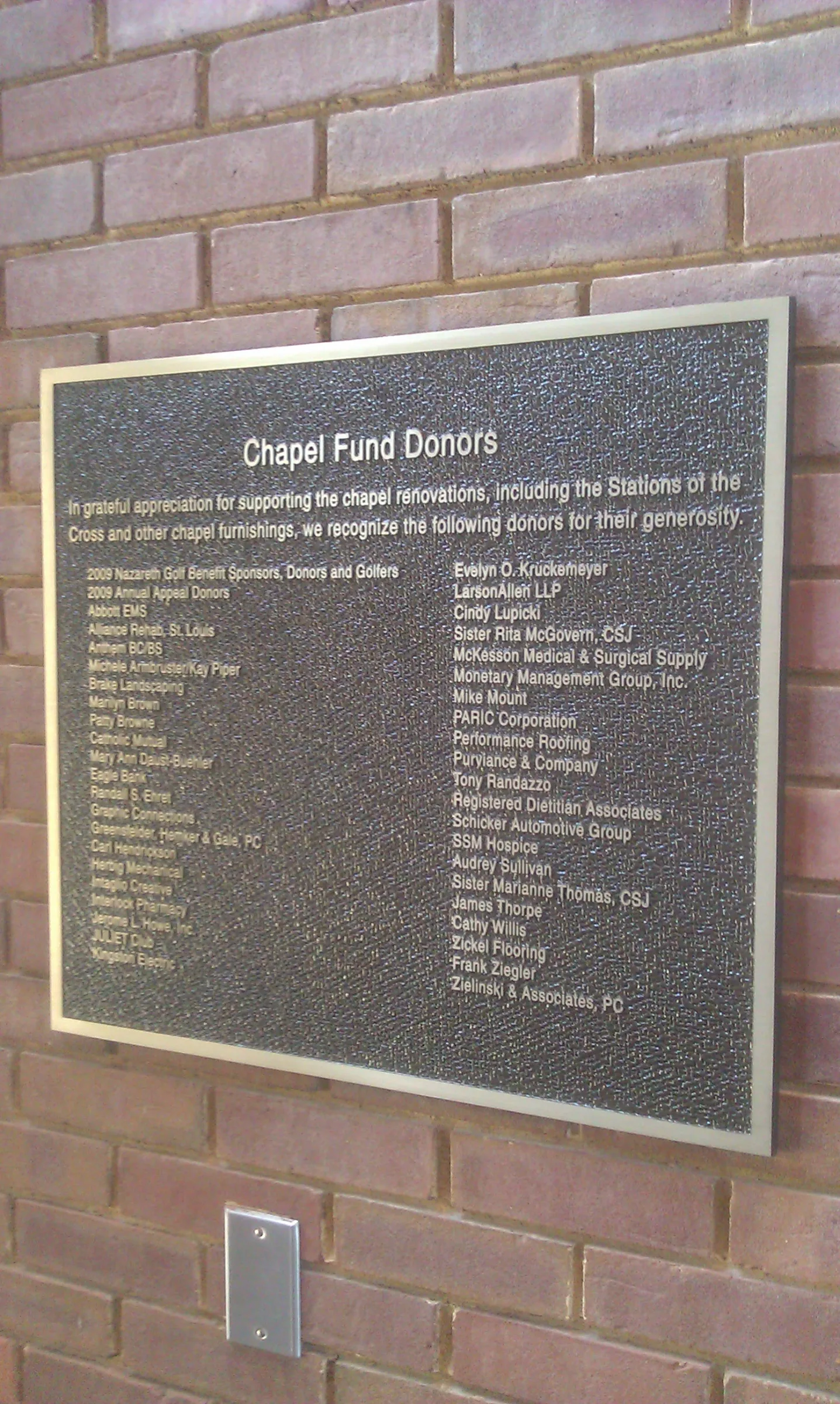 Custom plaque and installation project 59