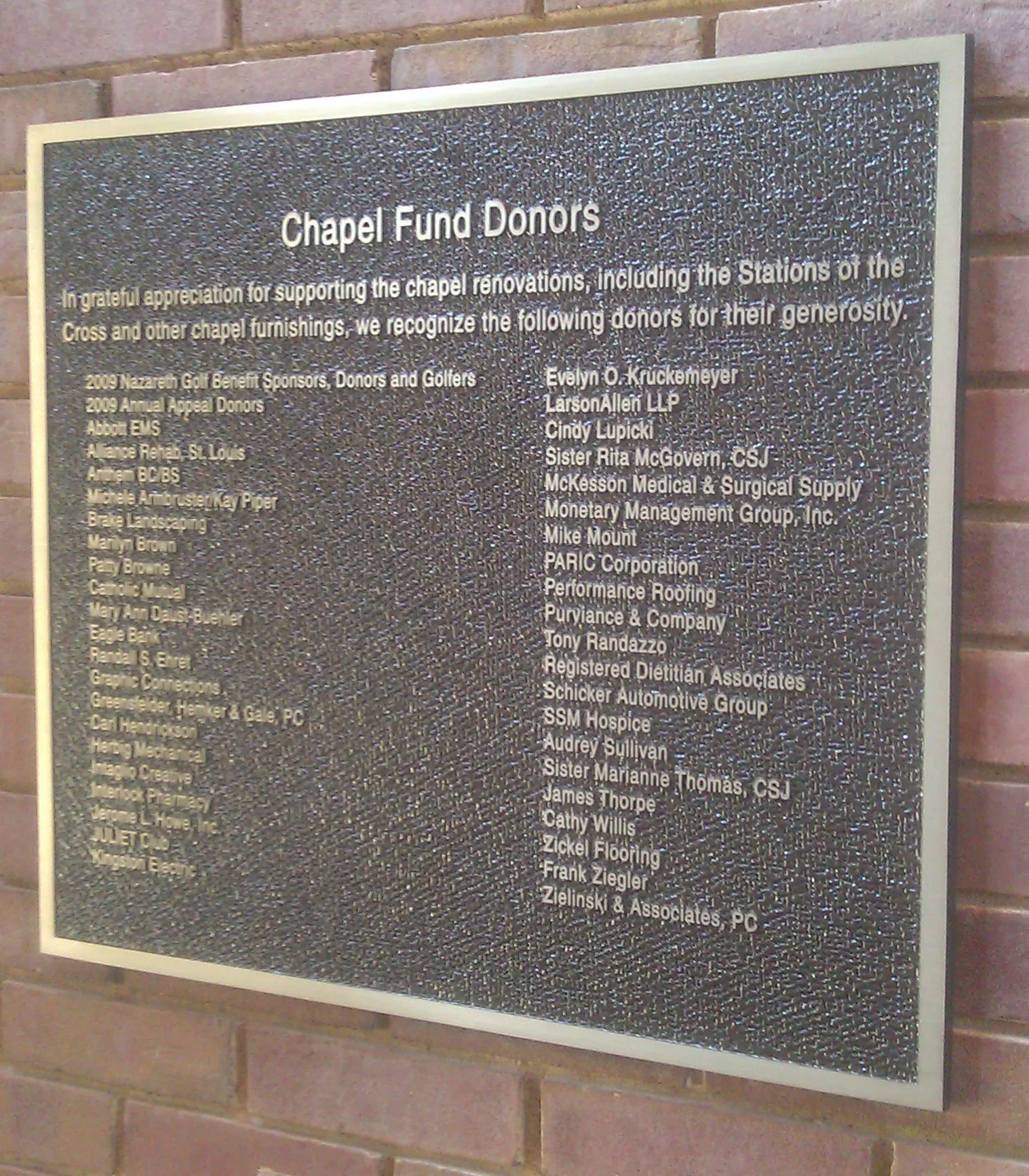 Custom plaque and installation project 60